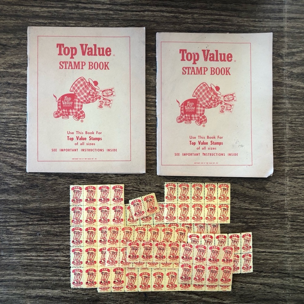 Vintage Top Value Grocery Stores Stamp Books with Loose Stamps